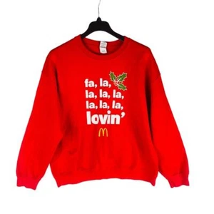 McDonald’s Unisex XL Sudadera Vacaciones Navidad Fa La La Lovin Rojo Mickey D’s - Imagen 1 de 11