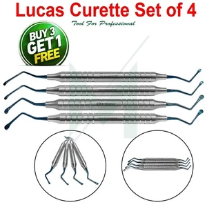 Dental Lucas Knochenkürette 4er Set blau chirurgisch ungezahnte Laborinstrumente - Bild 1 von 8