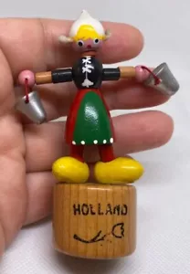 Vintage Wooden Girl Holland Push Puppet Toys - Picture 1 of 5