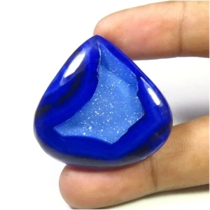 Natural Onyx Geode Heart Gems 63Cts Blue onyx Agate geode Cabs 37x36mm OND-1422 - Picture 1 of 10