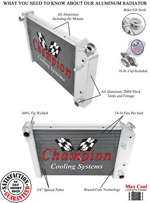 Radiador Alliant Champion 3 filas todo aluminio para Chevrolet Monza 1978 1979 1980 Foto 1 de 4