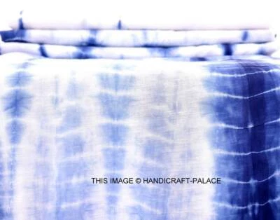25 Yard Indigo Blue Tie Dye Indian Abstract Printed Cotton Fabric Dressmaking - Image 1 of 3