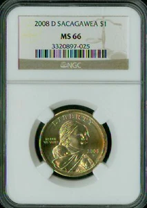 2008 D SACAGAWEA DOLLAR NGC MS66 BUSINESS STRIKE LOW MINTAGE * - Picture 1 of 4