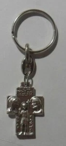 Keyring St Christopher, Joseph, Jesus & Mary, Cross 35x25mm Medal, 85mm Overall - Picture 1 of 3