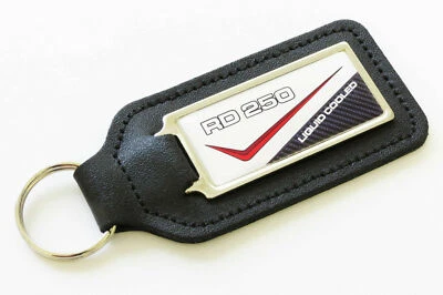 RD250LC 80-81 4L1 White-Red Leather Keyring Key Fob for Yamaha RD 250 LC RD250 - Image 1 of 2