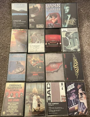 HARD & CLASSIC ROCK METAL 16 VINTAGE CASSETTE LOT AC/DC WARRANT STXY CREEDENCE + - Image 1 of 4