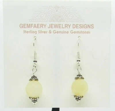 Серьги из стерлингового серебра с ограненным натуральным кальцитом и драгоценными камнями #2147...ручная работа США - Изображение 1 из 4