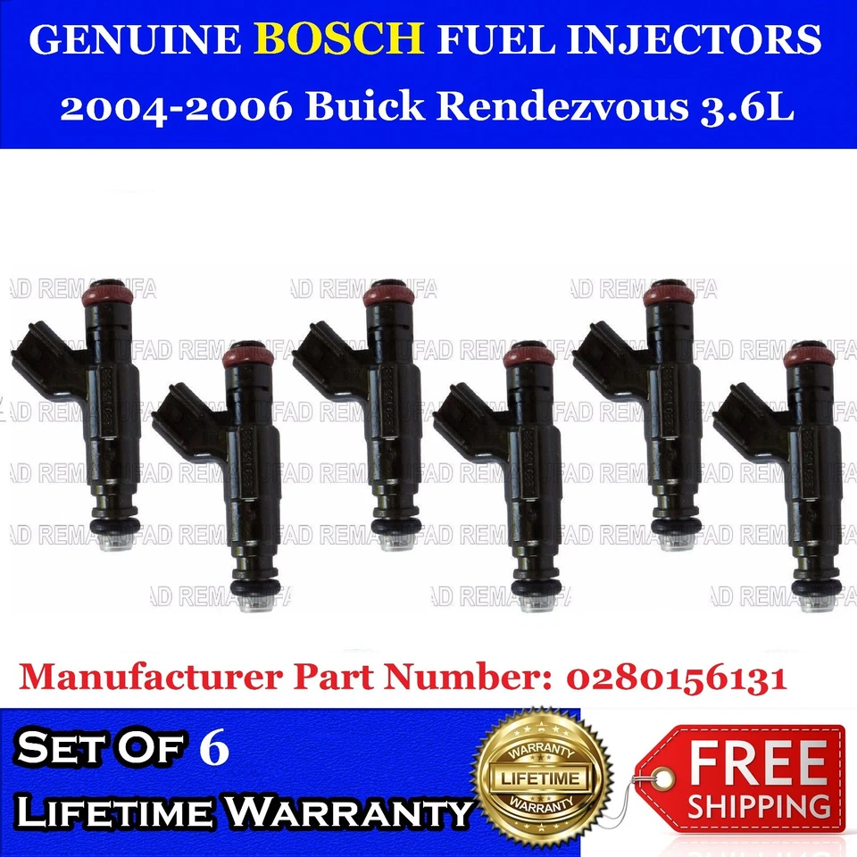 6x Genuine Bosch Fuel Injectors for 2004-2006 Buick Rendezvous 3.6L  #0280156131 Foto 1 de 1