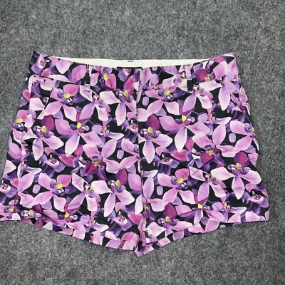 Lands’ End Shorts Womens Size 10 Purple Floral Chino Casual - Image 1 of 4