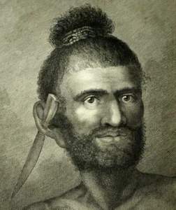 HOMME DE MANGEA ou MANGAIA AU ILES COOK CANNIBALE Gravure de James COOK 1774 - Imagen 1 de 2