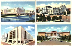PHILADELPHIA FRANKLIN MUSEUM U.S. POST OFFICE LOT OF 4 VINTAGE POSTCARDS - Picture 1 of 1