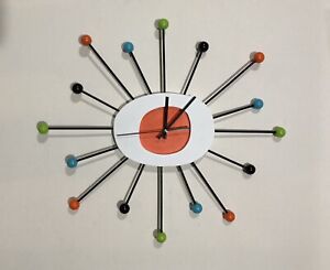 STARBURST CLOCK Mid Century Modern new style wall art clock. Large 23”!