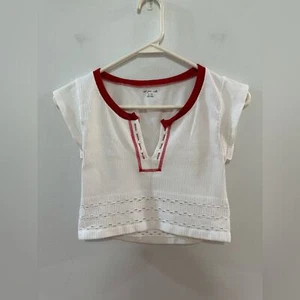 Pre-Owned MD/LG Out From Under White/Red Ribbed Top - Picture 1 of 3