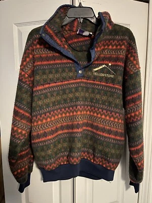 Vintage 90 s Aztec 1/4 Snap-T Synchilla Fleece Pullover Men size M Made in USA - Image 1 of 3