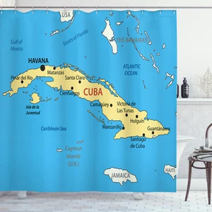 Ocean Shower Curtain Republic of Cuba Modern Print for Bathroom - Picture 1 of 6