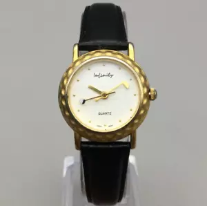 Infinity Golf Watch Women 25mm White Dimple Ball Dial Leather Band New Battery - Picture 1 of 15