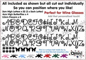 Astuccio superiore alto 5 cm alfabeto vinile lettere, decalcomanie, adesivi, bicchiere vino, tazza - Foto 1 di 4