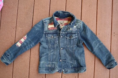 Blue Denim POLO RALPH LAUREN Jean Jacket w/American Flag Design Kids 8 - Image 1 of 4