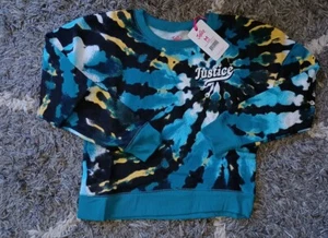 Girls justice crew sweatshirt size 10 new teal tye dye logo - Picture 1 of 2