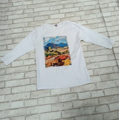 Business Line Made in Russia Mujer Camiseta Blanca Con Estampado Talla 34 Foto 1 de 4