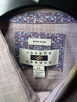 Camisa Joseph Abboud Abotonada Para Hombres XL Blanco Púrpura Tono Paisley Puño Manga Larga Foto 1 de 4