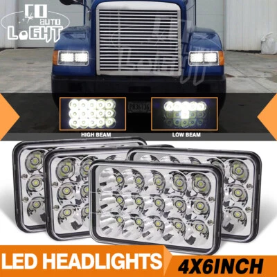 4X Faros LED para Freightliner FLD120 FLD112 4""x6"" Luz Alta/Baja Viga Sellada Foto 1 de 4