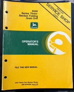 Taladro de grano plegable John Deere 8500 serie 3 operadores taller de servicio manual libro - Imagen 1 de 3