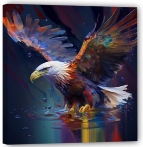 Eagle Touch on the Water Art Pop Modern Picture Eagle Mural Current Art UC4 - Picture 1 of 2