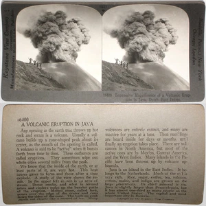 Keystone Stereoview Volcano Erupting in Java, Dutch E I Rare 1200 Card Set #1021 - Picture 1 of 3