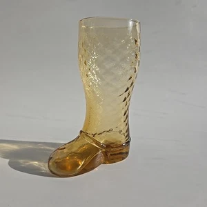 Jarrón vintage Empoli MCM ámbar diamante óptico grande vidrio para botas de montar regalo peculiar - Imagen 1 de 7