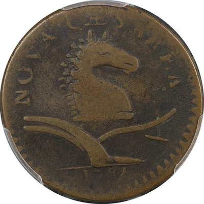 1786 New Jersey copper 1/2p M12-G W4790 R4 NO COULTER PCGS VG10 Gorgeous Cameo - Image 1 of 4