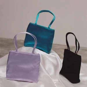 Solid color Silk Handbag Simple Design Vintage Handbag Casual Wear - Picture 1 of 15