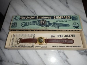 Vintage TRAIL-BLAZER LUMINOUS COMPASS Wristwatch/8"L/w Box - Picture 1 of 14