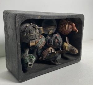 Vintage Original Ceramic Sculpture Clay Mask Hat Box Glyph Melissa Zink Taos - Picture 1 of 21