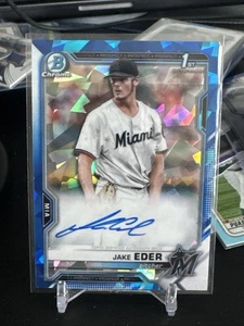 2021 Bowman Chrome Sapphire Jake Eder Auto Autograph Card Marlins  - Picture 1 of 2