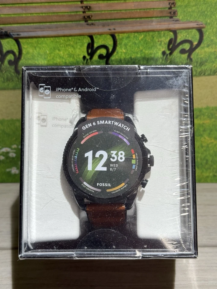 Fossil Gen 6 Smartwatch – 44mm – Brown Leather Band – FTW4062V - NEW - Image 1 of 3