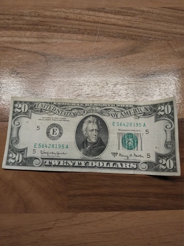 1963 Series A $20 Dollar Bill Banknote - Image 1 of 2