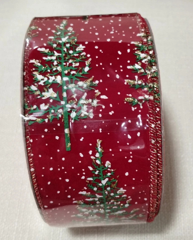 10 yd Martha Stewart SPECKLED TREE RIBBON red green Christmas Winter DIY 2.5 NEW - Image 1 of 4
