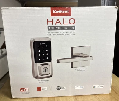 Cerradura de puerta inteligente con pantalla táctil Kwikset HALO con palanca 99690-044 1445789 níquel satinado Foto 1 de 4