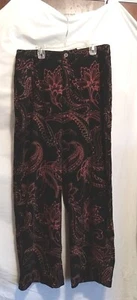 Women's Designer Ruby Rd. Size 14 Black Rose Peach Floral Wide Leg Dress Pants - Picture 1 of 5