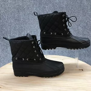 Sperry Rain Duck Boots Womens 10 Gosling Black Rubber Lace Up Quilted STS83693 - Picture 1 of 17