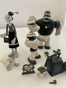 Rare Mezco Popeye Figure Collection 2001 Popeye, Olive Oyl, Bluto Lot B/W - Picture 1 of 7