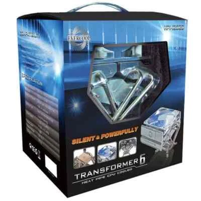 Evercool Transformer 6 Heat Pipe Cooler w/ 120mm Blue LED Fan HPI-12025 - Image 1 of 4