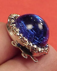 Vintage 22mm Necklace Clasp Connector 3 Str Blue Sapphire Glass Chrome Art Deco - Picture 1 of 6