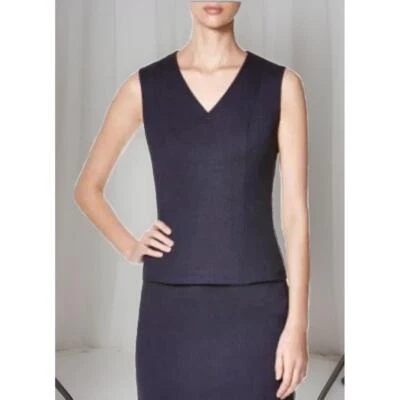 Top para mujer BOSS Hugo Boss nuevo sin etiquetas Ifila cuello en V mezcla de lana en azul abierto talla 10 Foto 1 de 4