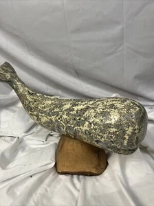 Vintage 18" whale sculpture  painted " Nantucket " - Picture 1 of 11
