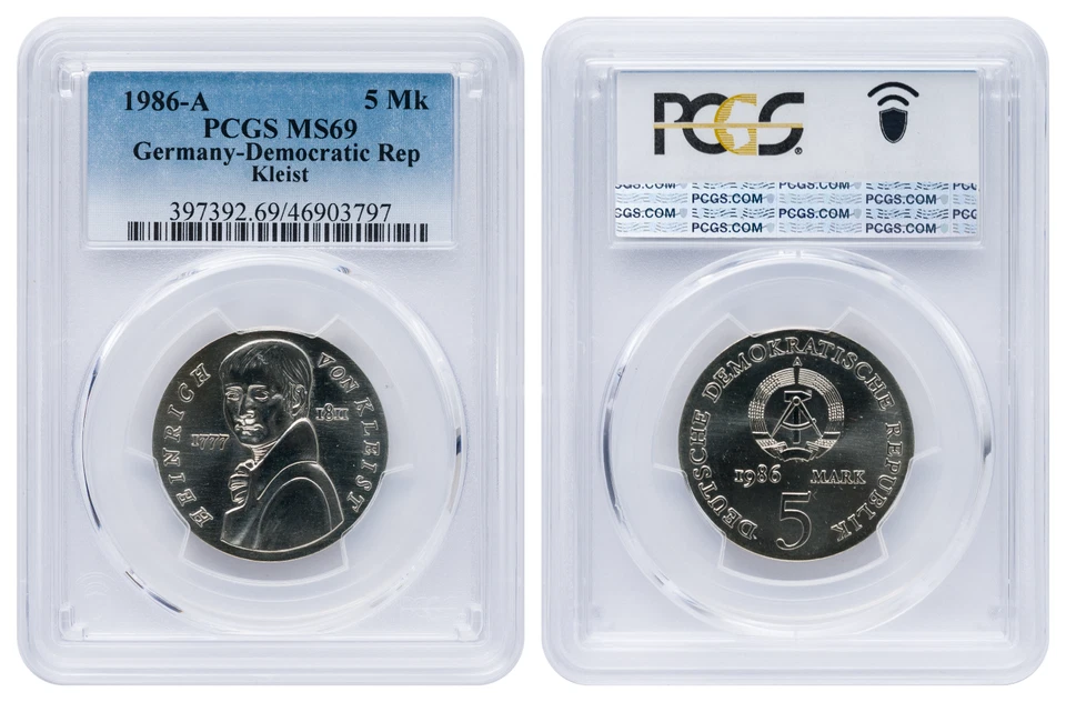 5 Mark DDR 1986 A Kleist PCGS MS69 Top Pop 2 - Image 1 of 1