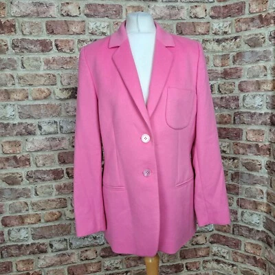 Laurel Pink Jacket UK 12 Angora Wool Blend Fitted Long Sleeve Blazer Hip Length - Image 1 of 4