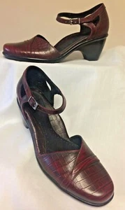 Dansko Womens Black Burgundy Croc Print Leather Mary Janes Sz US 9.5-10 EU 40 - Picture 1 of 5