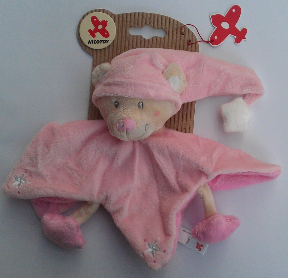 Nicotoy Schmusetuch Baby Kuscheltuch 20cm Bär Rosa , (K)